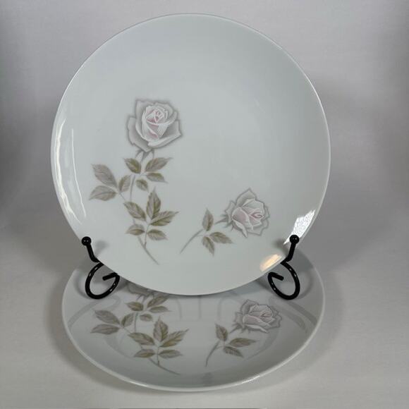 Noritake Edenrose 4 Salad Plates Gray/Pink/White Roses VTG - Picture 8 of 14